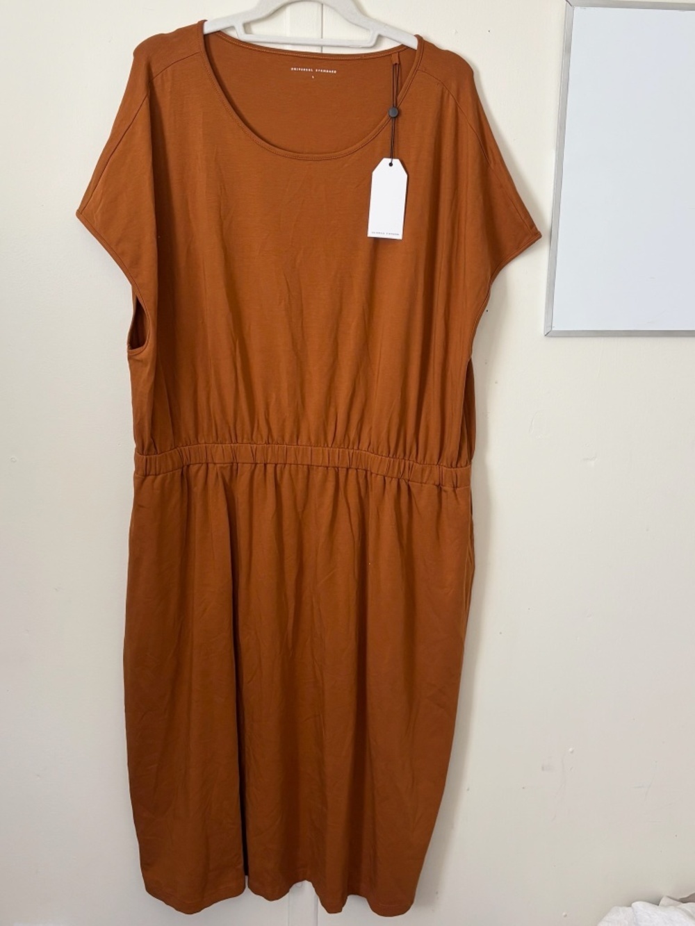 Universal Standard Pima Cotton Midi Dress in Ochre Rust